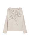 1984 Star Cutout Dropped Shoulder Knit Sweater