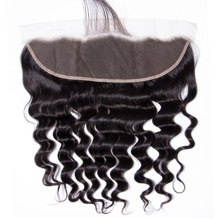 Malaysian Loose Deep Wave 4 Bundles With 13X4 Ear To Ear Lace Frontal Natural Color hermosahair