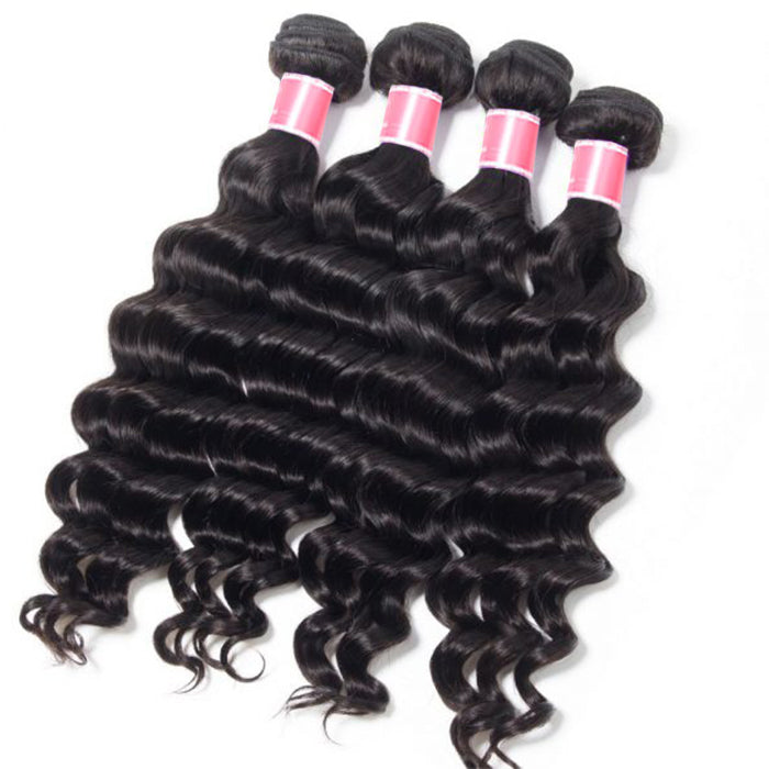 Malaysian Loose Deep Wave 4 Bundles With 4x4 Lace Closure Human Hair Closure With Bundle Deals hermosahair