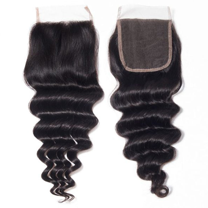 Malaysian Loose Deep Wave 4 Bundles With 4x4 Lace Closure Human Hair Closure With Bundle Deals hermosahair