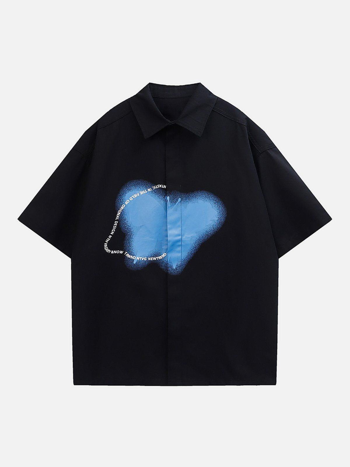 1984® - Butterfly Ink Splash Print Short Sleeve Shirts - 1984brand
