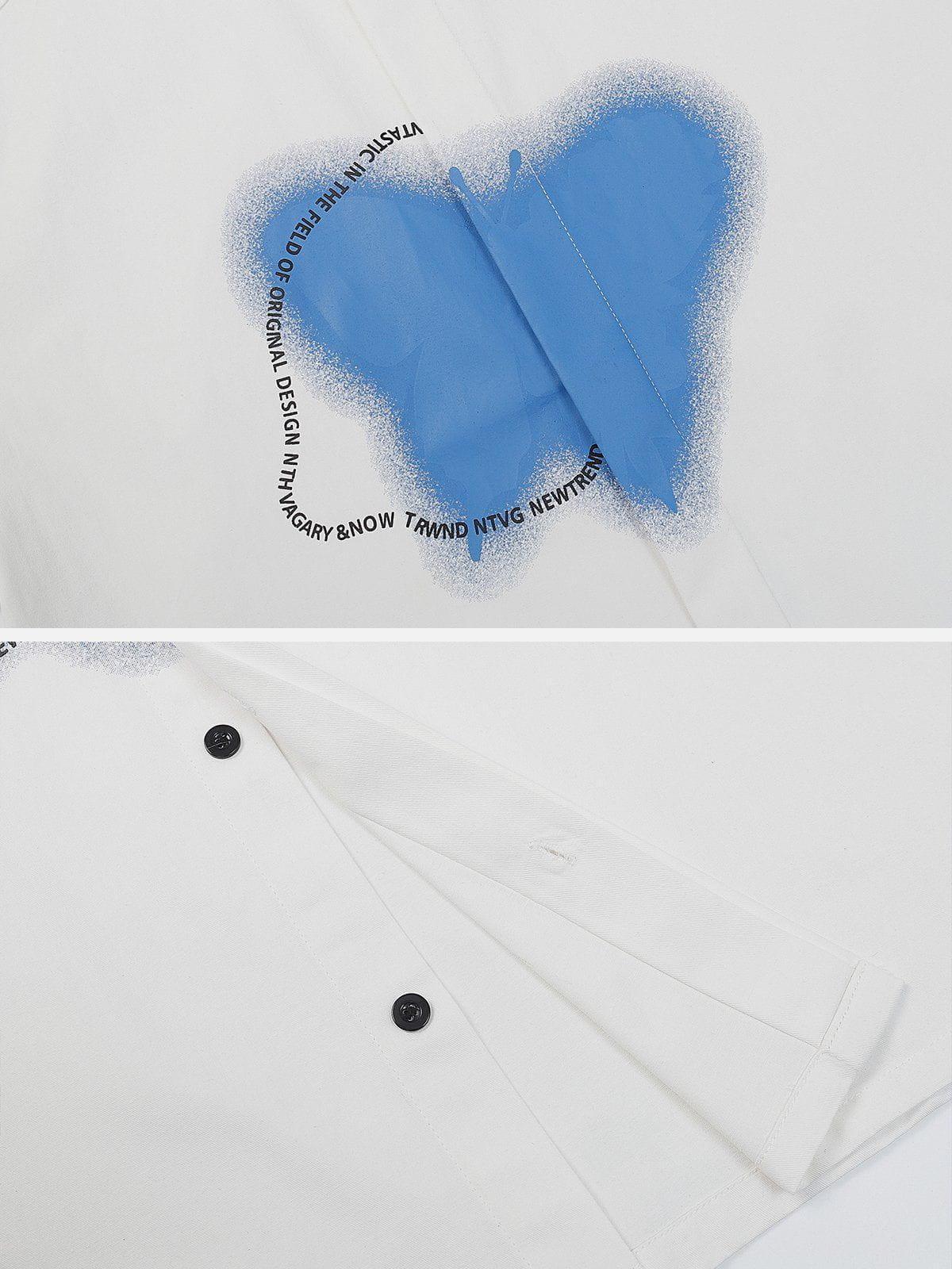 1984® - Butterfly Ink Splash Print Short Sleeve Shirts - 1984brand