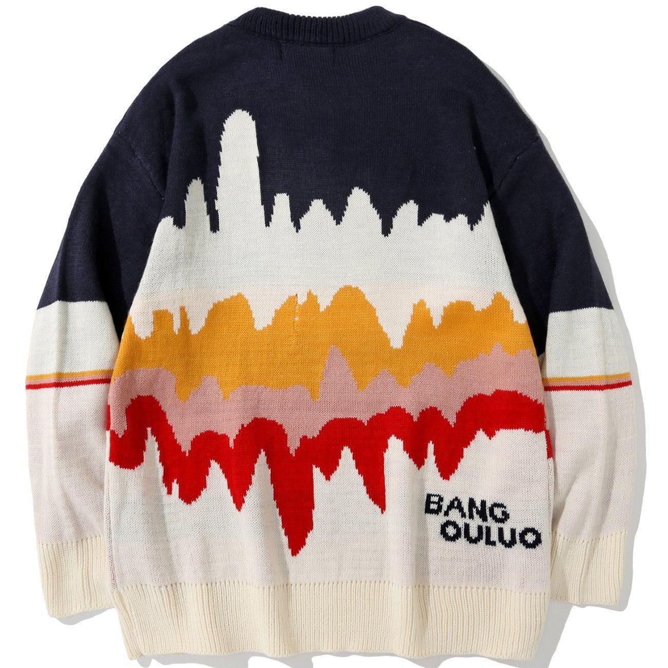 1984® - Color Block Patchwork Knit Sweater - 1984brand