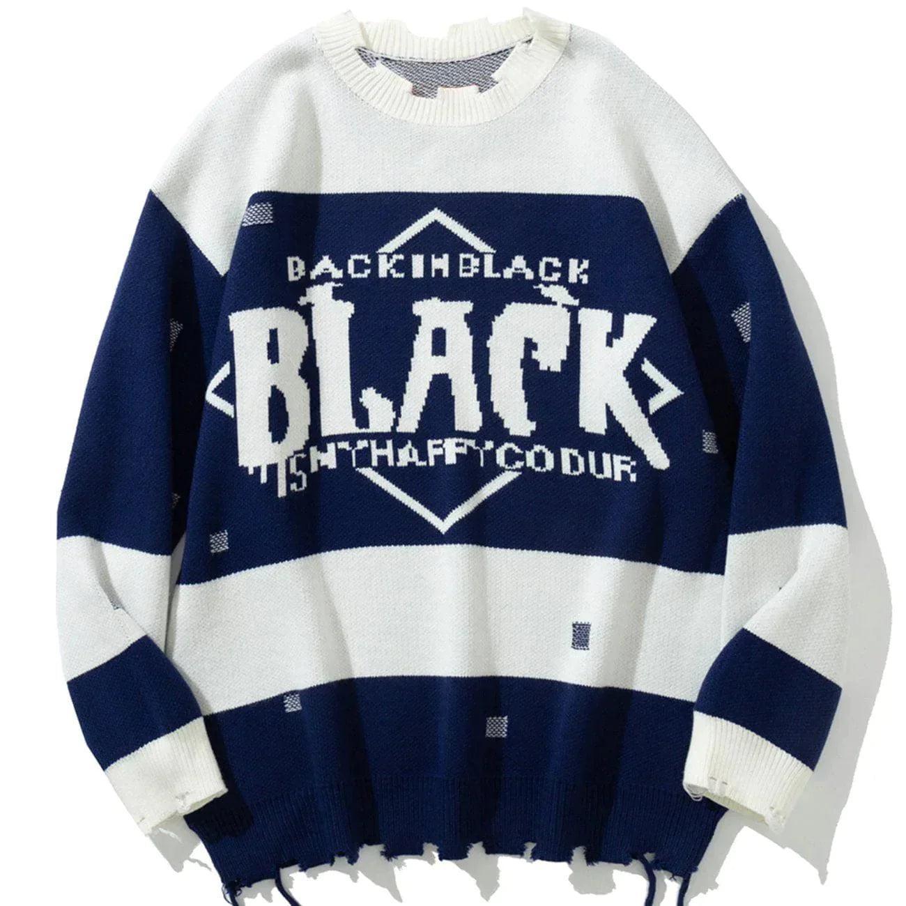 1984® - Color Matching Letter Pattern Knit Sweater - 1984brand