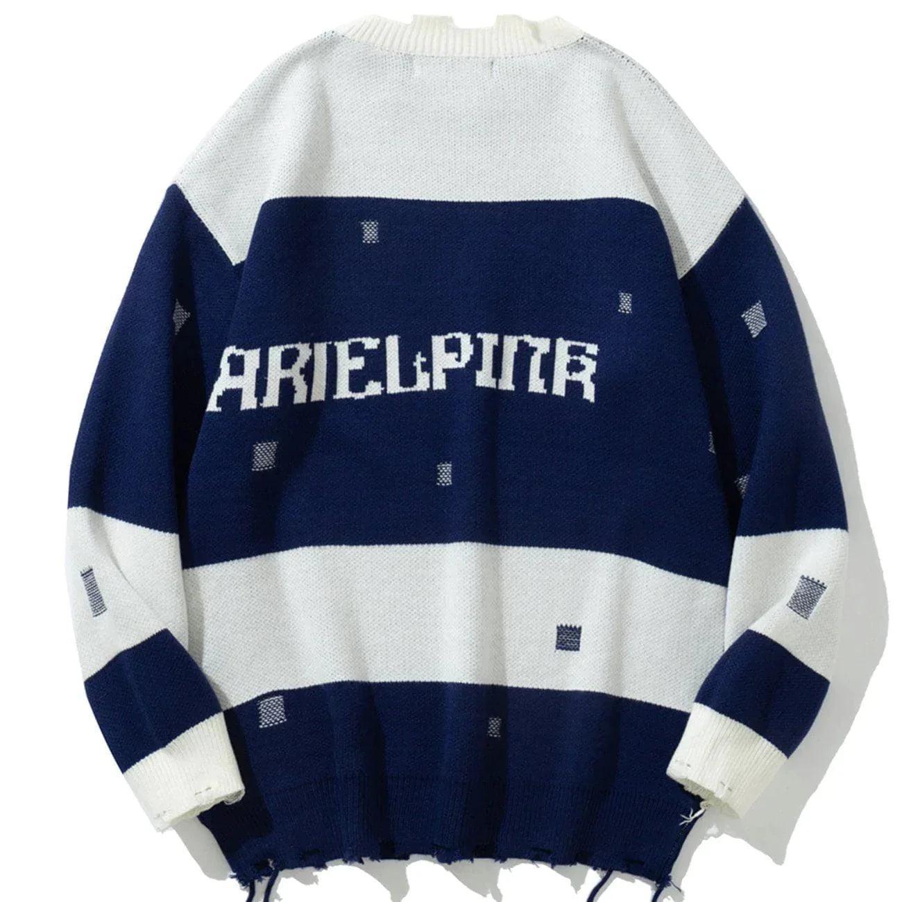 1984® - Color Matching Letter Pattern Knit Sweater - 1984brand