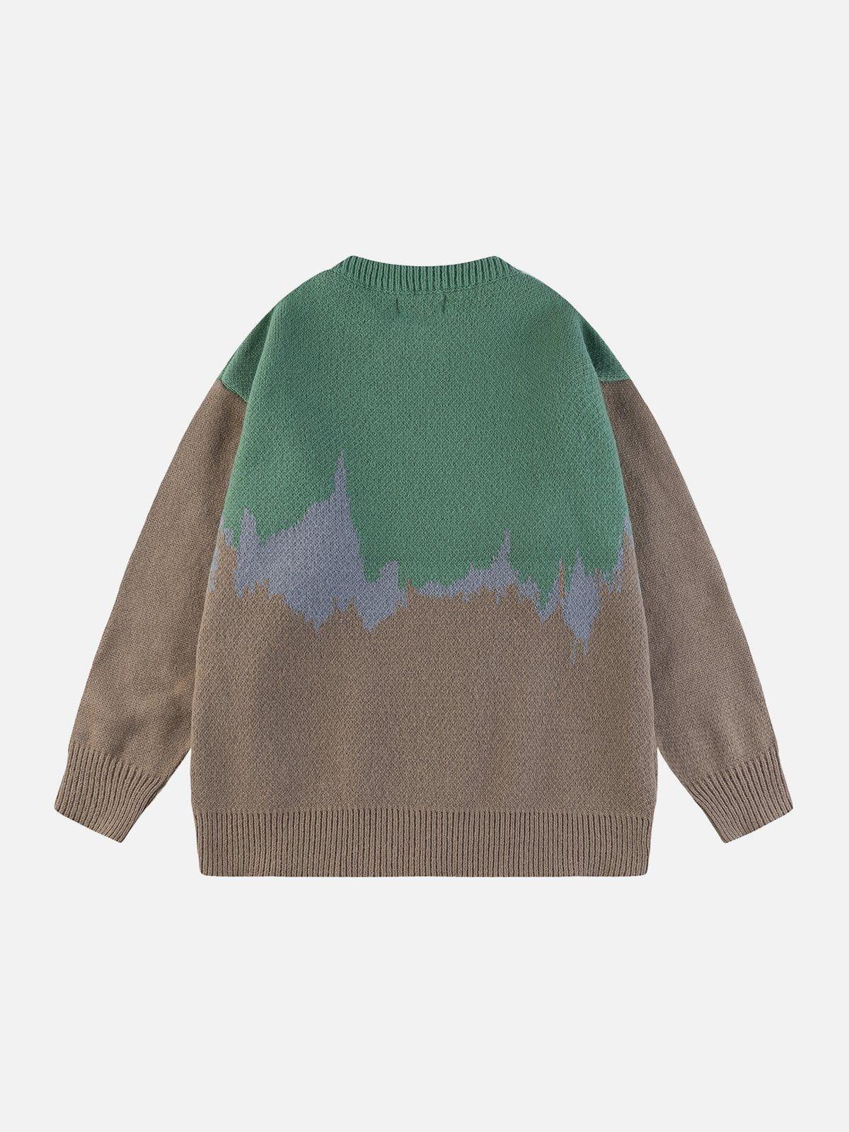 1984® - Colorblock Mountain Graphic Tassel Sweater - 1984brand