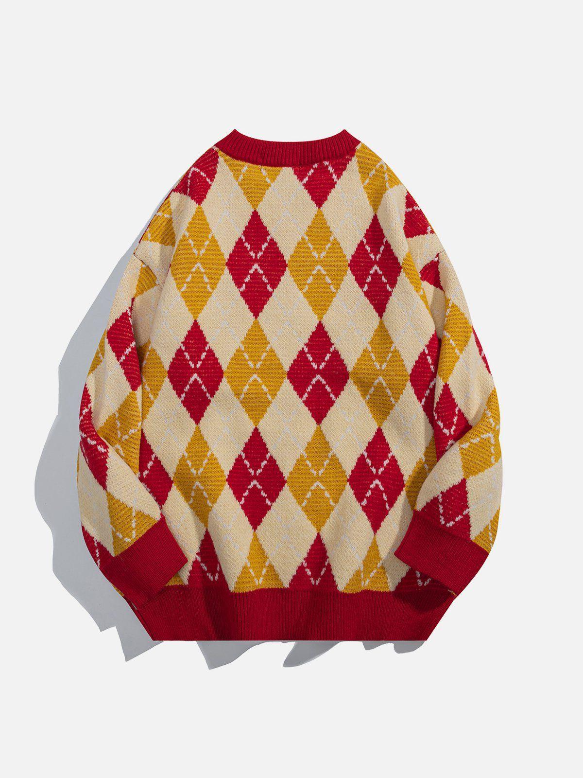 1984® - Cute Rabbit Rhombus Patchwork Sweater - 1984brand