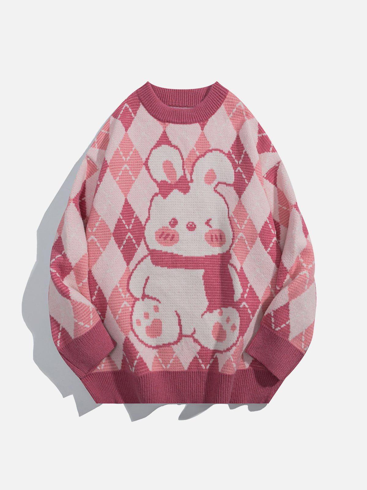 1984® - Cute Rabbit Rhombus Patchwork Sweater - 1984brand