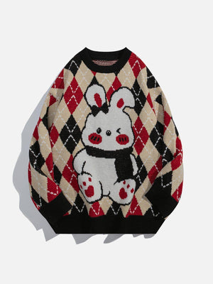 1984® - Cute Rabbit Rhombus Patchwork Sweater - 1984brand