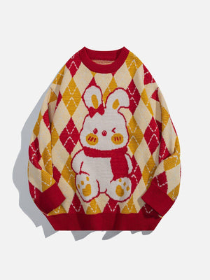 1984® - Cute Rabbit Rhombus Patchwork Sweater - 1984brand