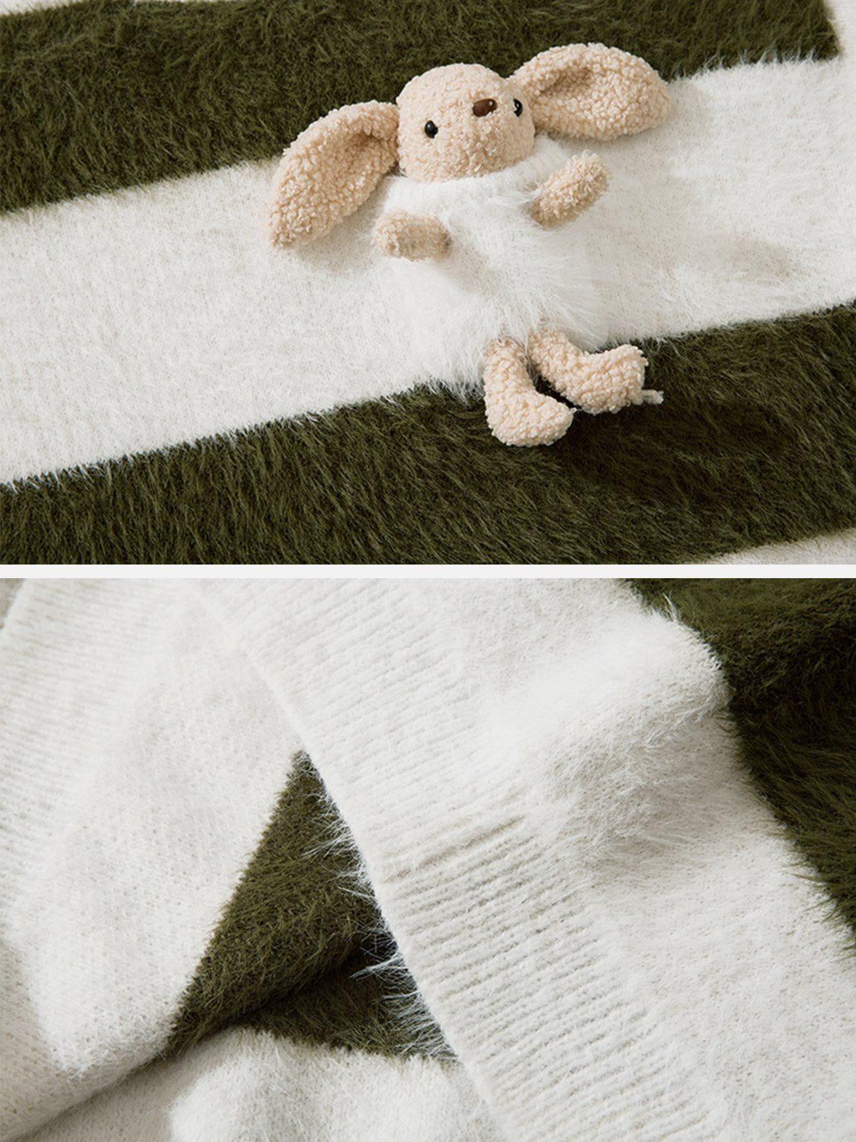 1984® - Cute Rabbit Stripe Mohair Sweater - 1984brand