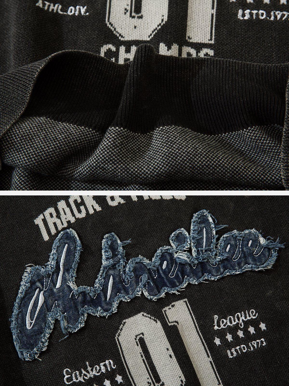 1984® - Denim Patch Embroidered Cotton Sweater - 1984brand