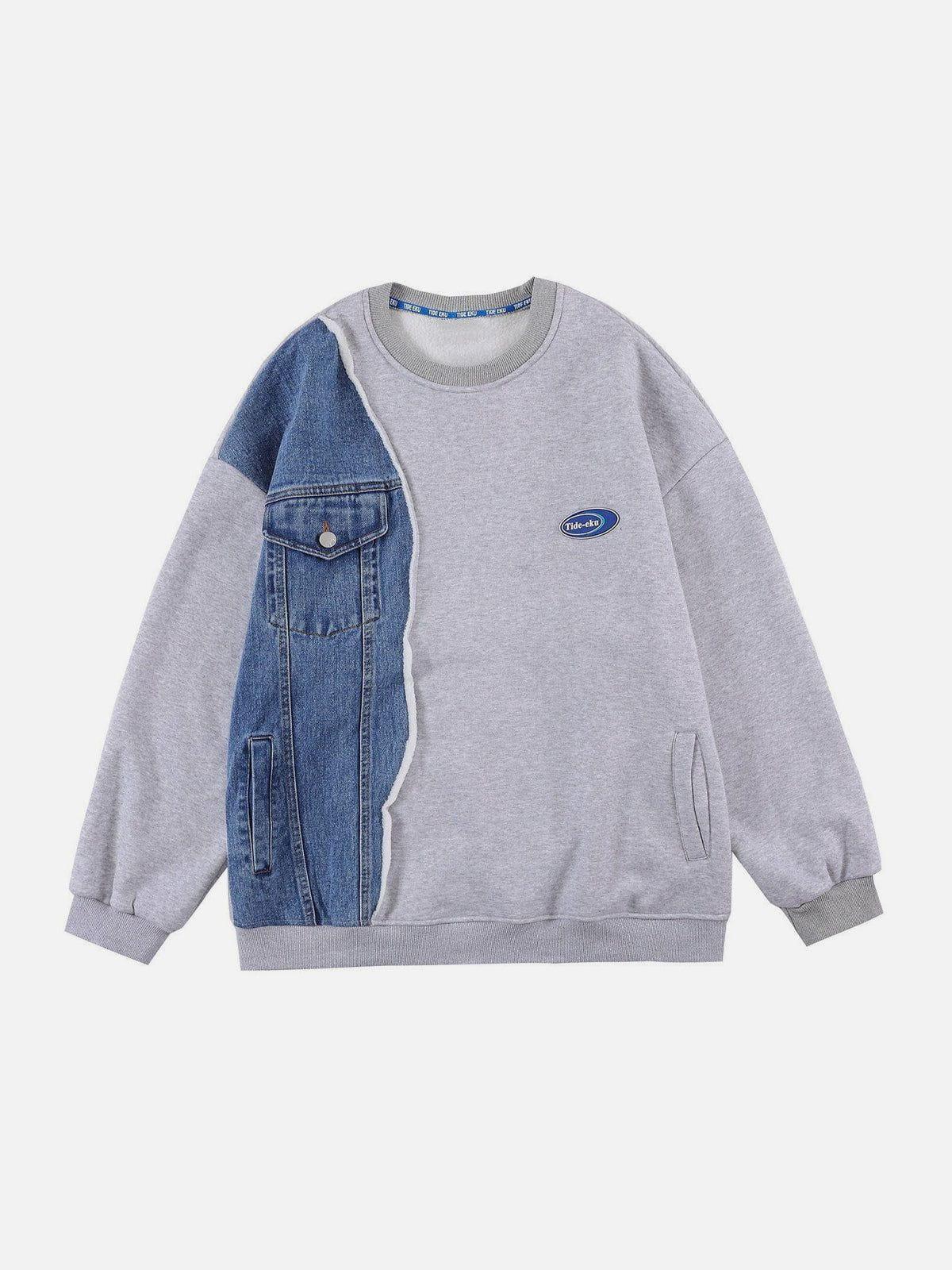 1984® - Denim Pocket Patchwork Sweatshirt - 1984brand