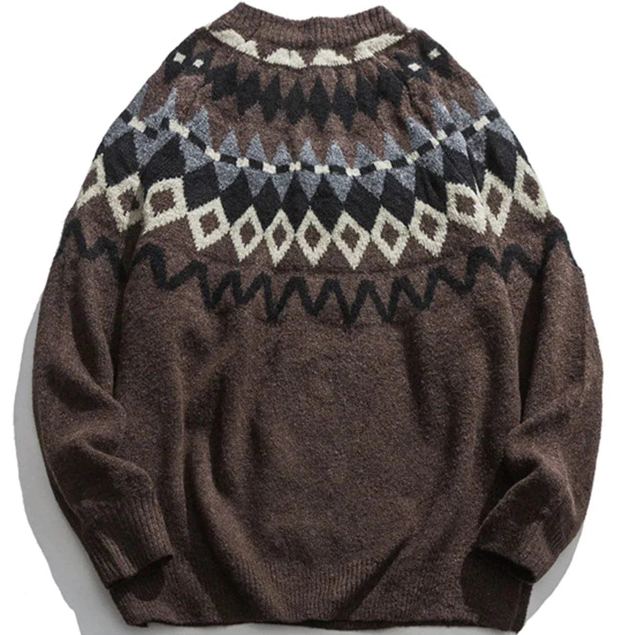 1984® - Diamond Pattern Stitching Knit Sweater - 1984brand