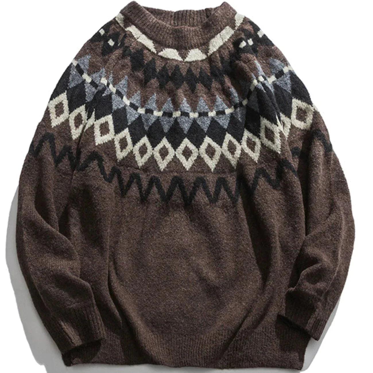 1984® - Diamond Pattern Stitching Knit Sweater - 1984brand