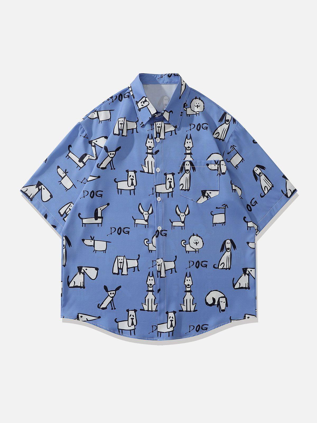 1984® - Doodle Puppy Print Short Sleeve Shirts - 1984brand