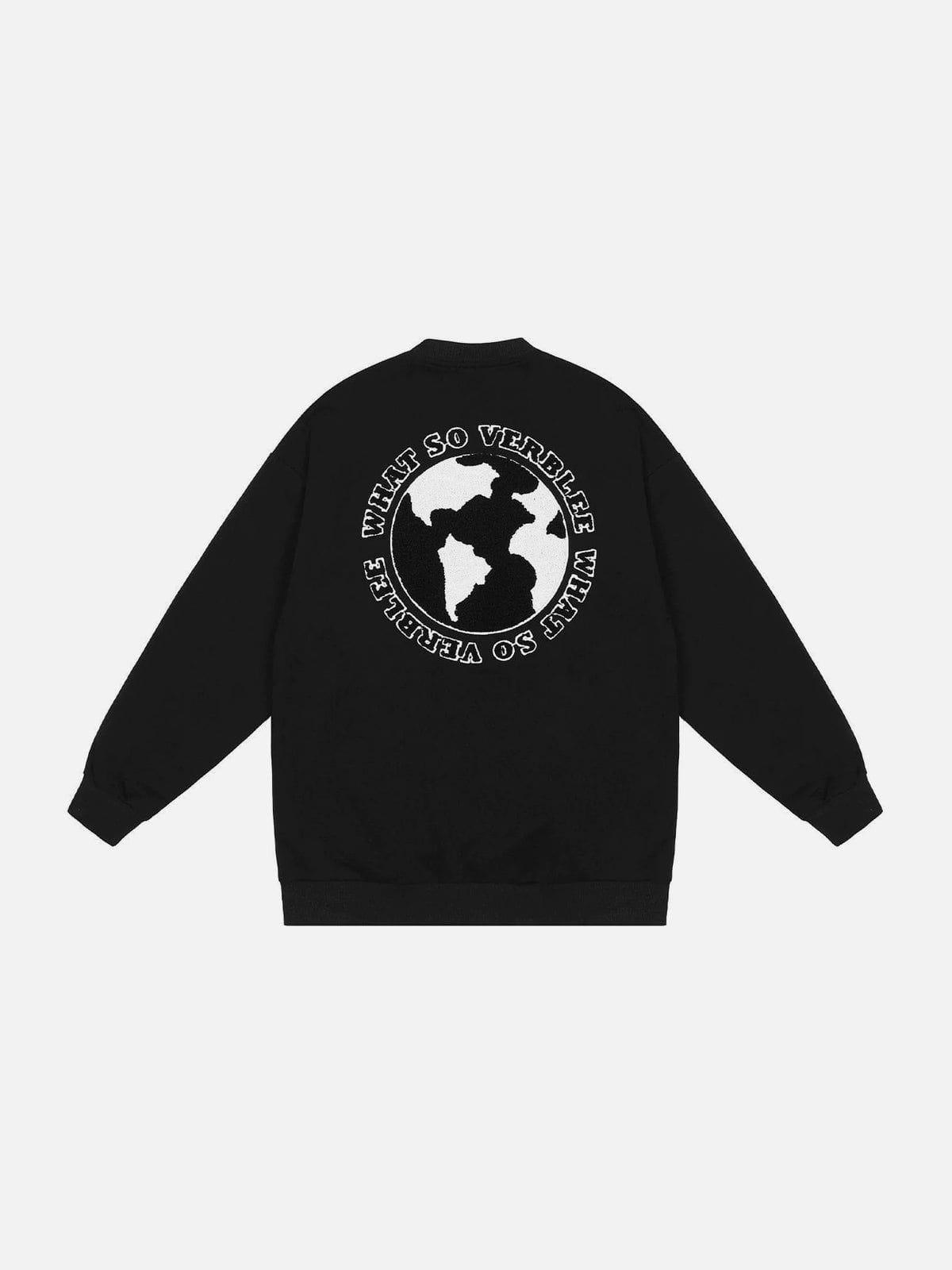 1984® - Earth Letter Pattern Zipper Decoration Sweatshirt - 1984brand