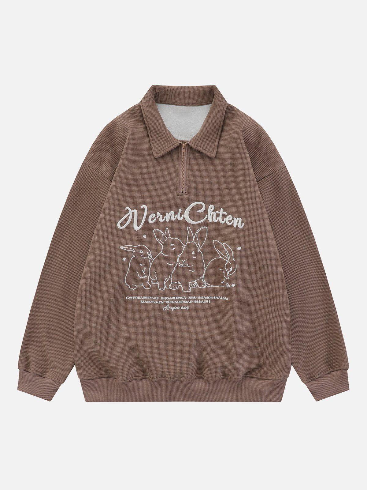 1984® - Embroidered Bunny Waffle Polo Sweatshirt - 1984brand