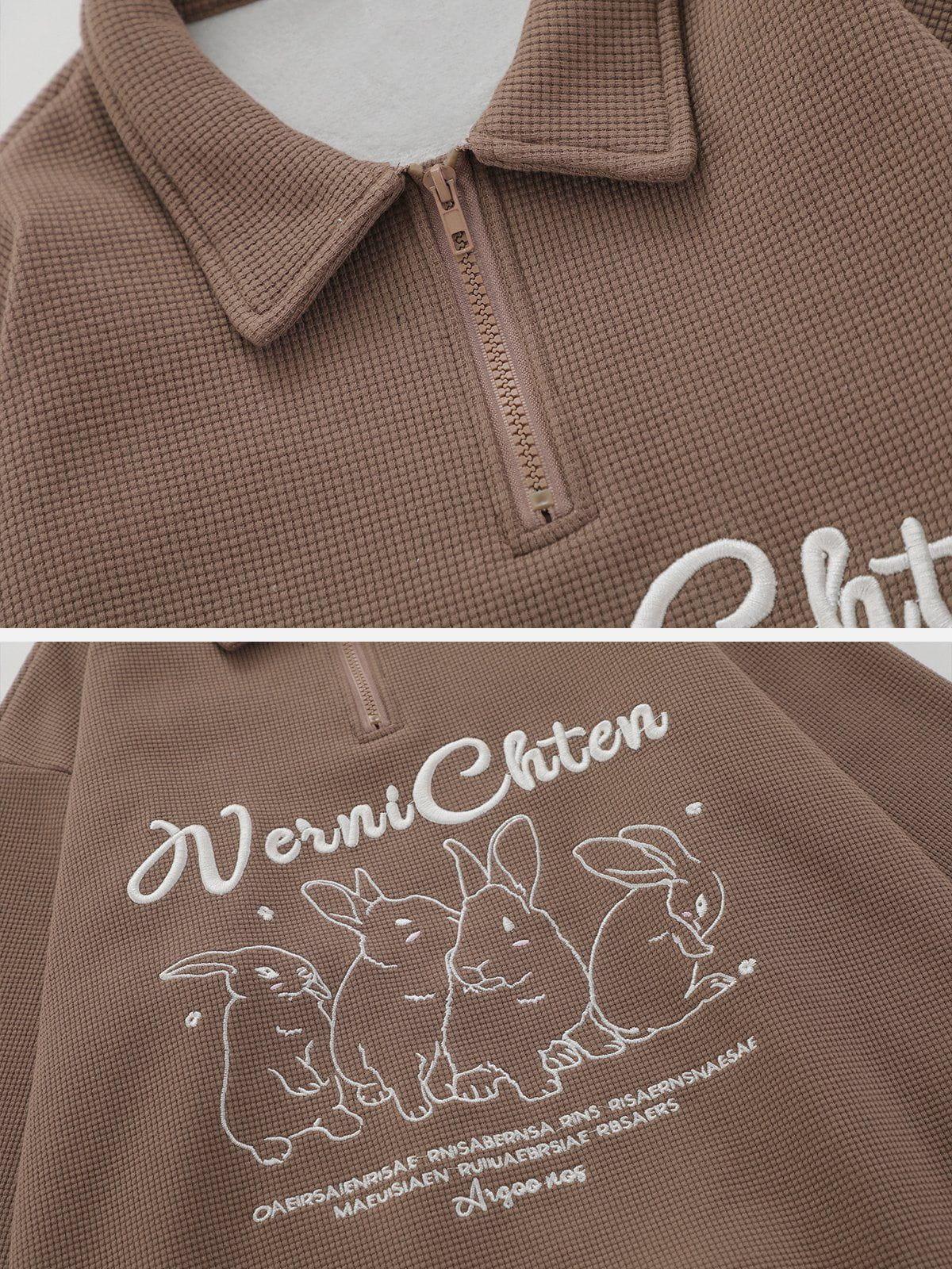 1984® - Embroidered Bunny Waffle Polo Sweatshirt - 1984brand