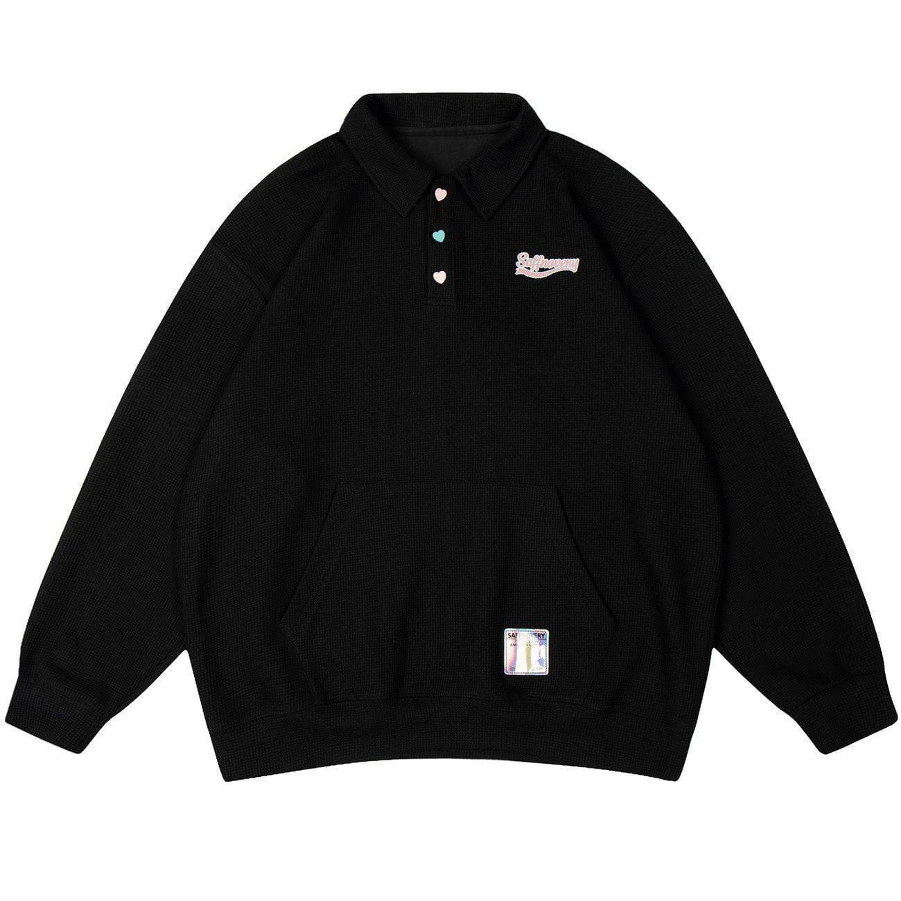 1984® - Embroidered Heart Button Lapel Sweatshirt - 1984brand