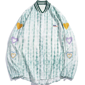 1984® - Embroidered Heart Distressed Long-sleeved Shirt - 1984brand