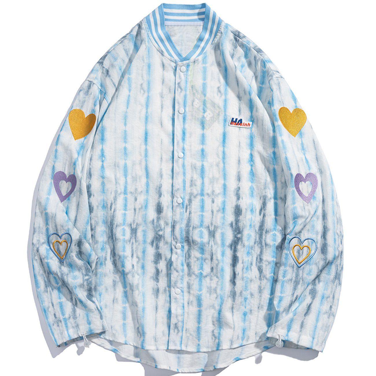 1984® - Embroidered Heart Distressed Long-sleeved Shirt - 1984brand