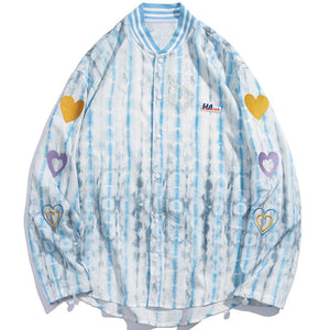 1984® - Embroidered Heart Distressed Long-sleeved Shirt - 1984brand