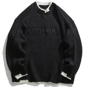 1984® - Embroidered Letters Fake Two Knit Sweater - 1984brand