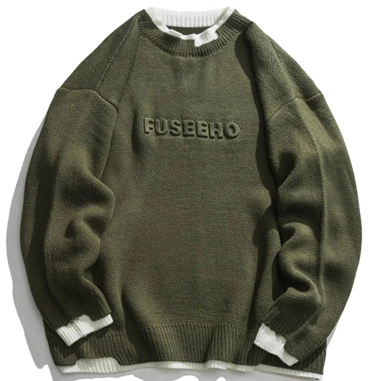 1984® - Embroidered Letters Fake Two Knit Sweater - 1984brand