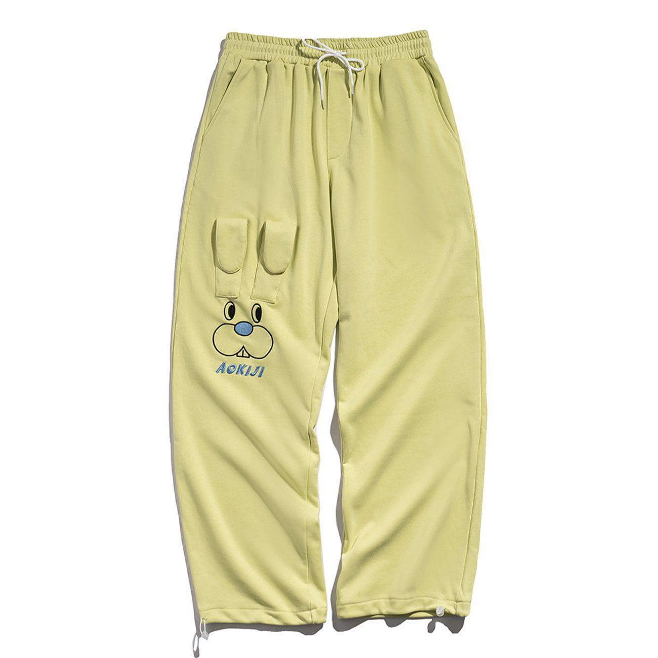 1984® - Embroidered Rabbit Head Drawstring Pants - 1984brand