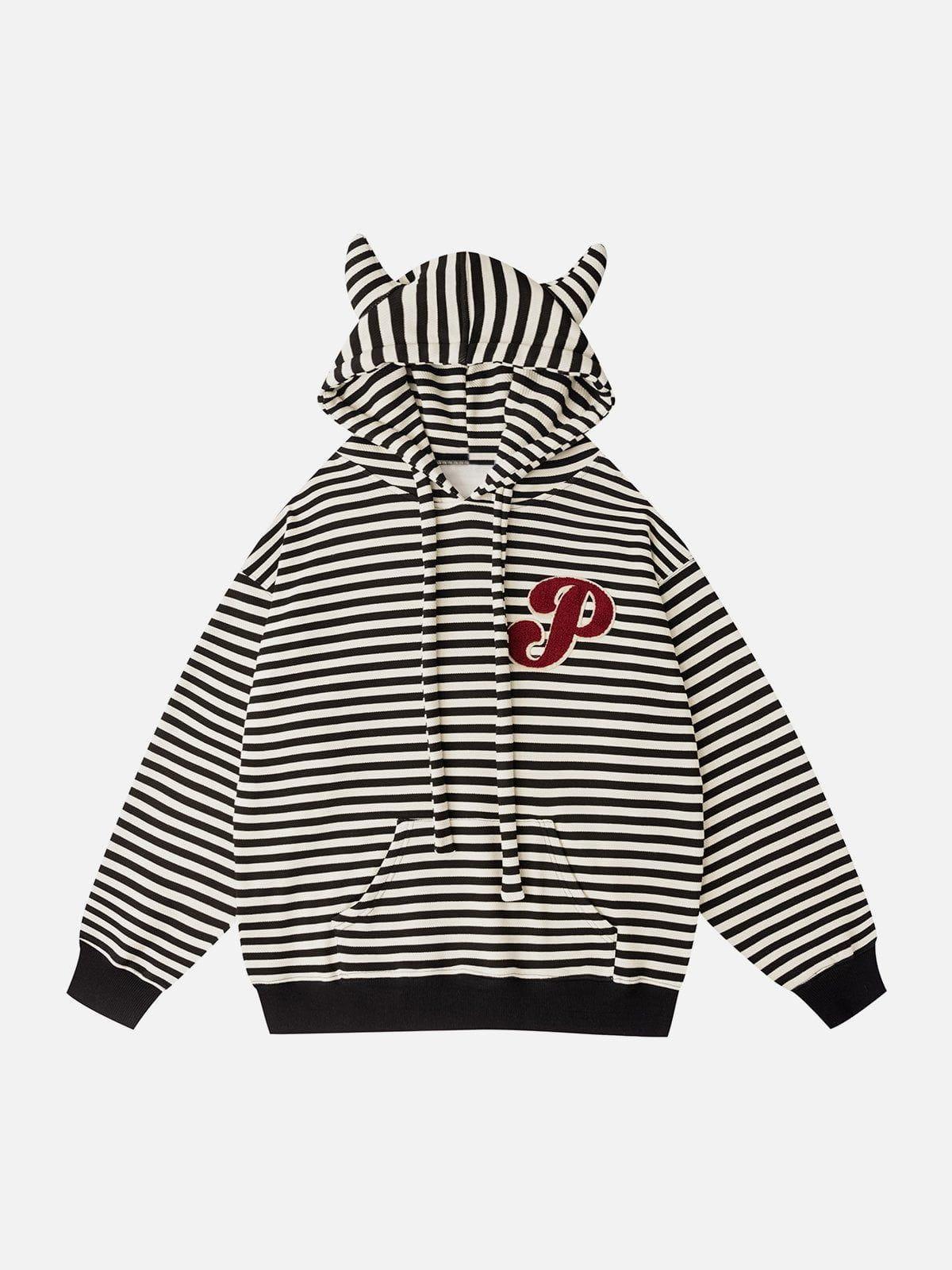 1984® - Embroidered Striped Zipper Hoodie - 1984brand