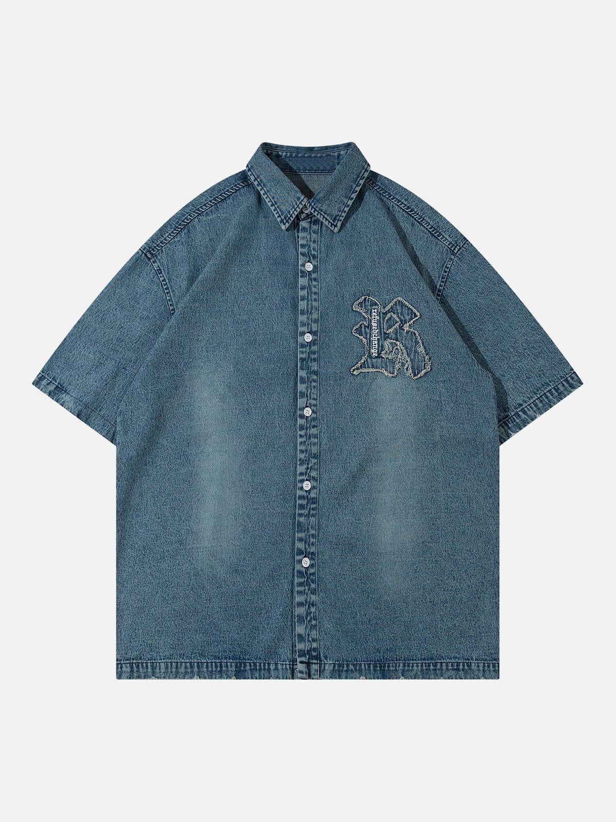 1984® - Embroidery Denim Short Sleeve Shirts - 1984brand