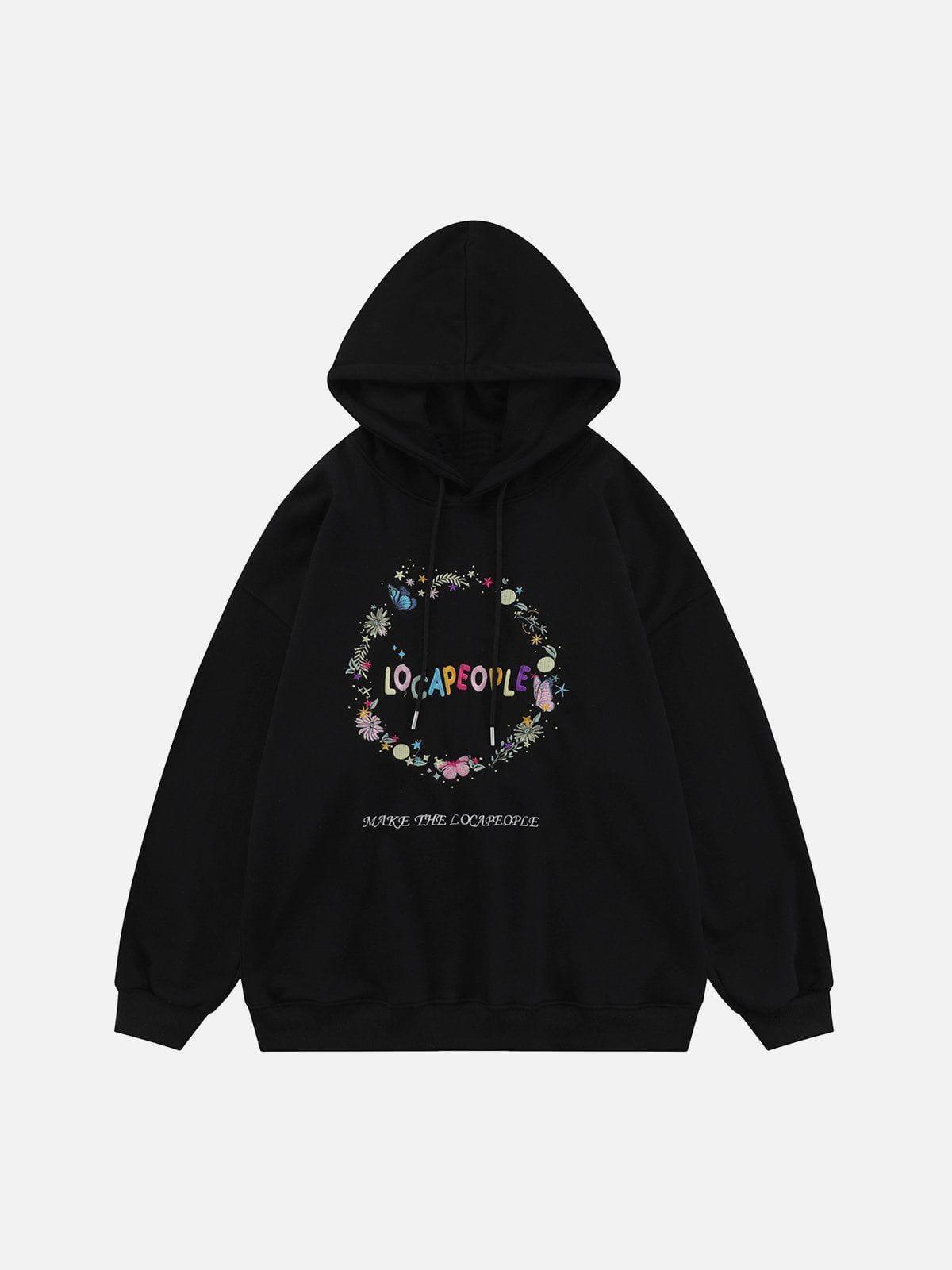1984® - Embroidery Flower Butterfly Circle Hoodie - 1984brand