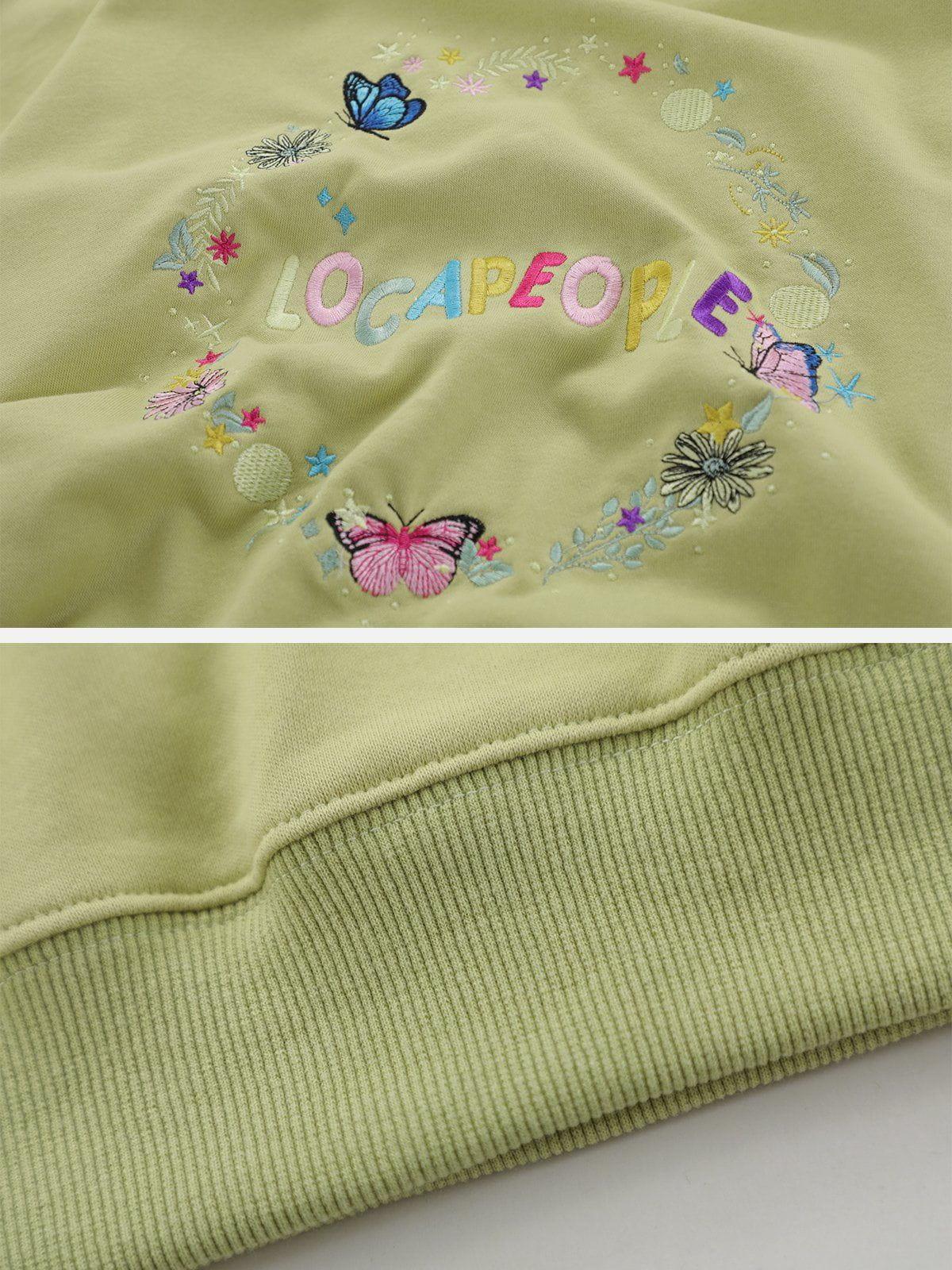 1984® - Embroidery Flower Butterfly Circle Hoodie - 1984brand