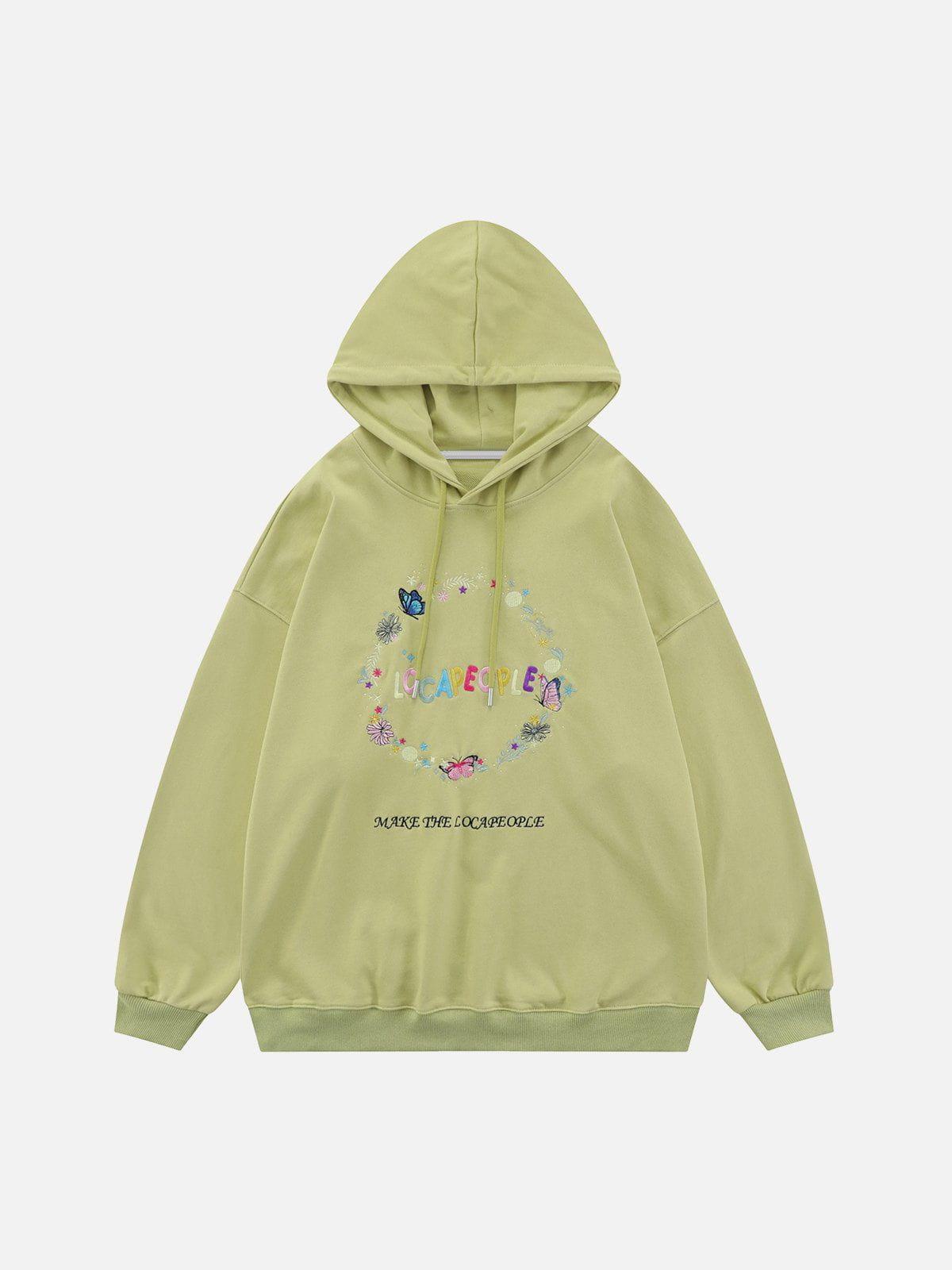 1984® - Embroidery Flower Butterfly Circle Hoodie - 1984brand