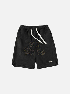 1984® - Embroidery Letters Suede Shorts - 1984brand