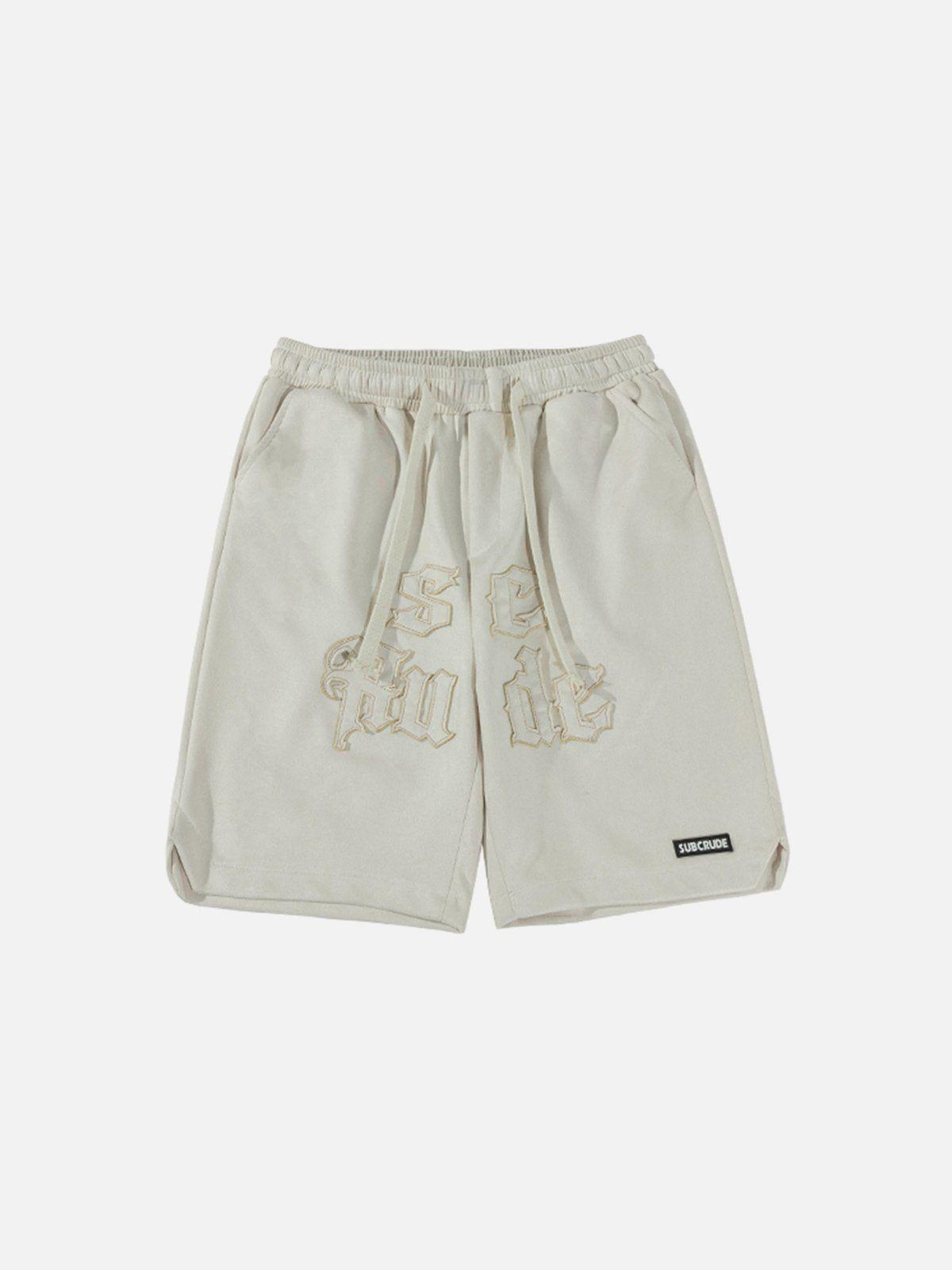 1984® - Embroidery Letters Suede Shorts - 1984brand