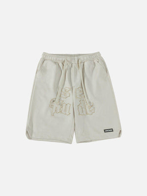 1984® - Embroidery Letters Suede Shorts - 1984brand