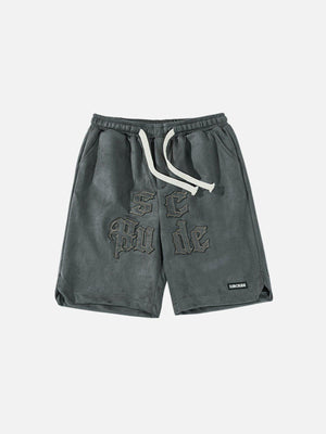 1984® - Embroidery Letters Suede Shorts - 1984brand