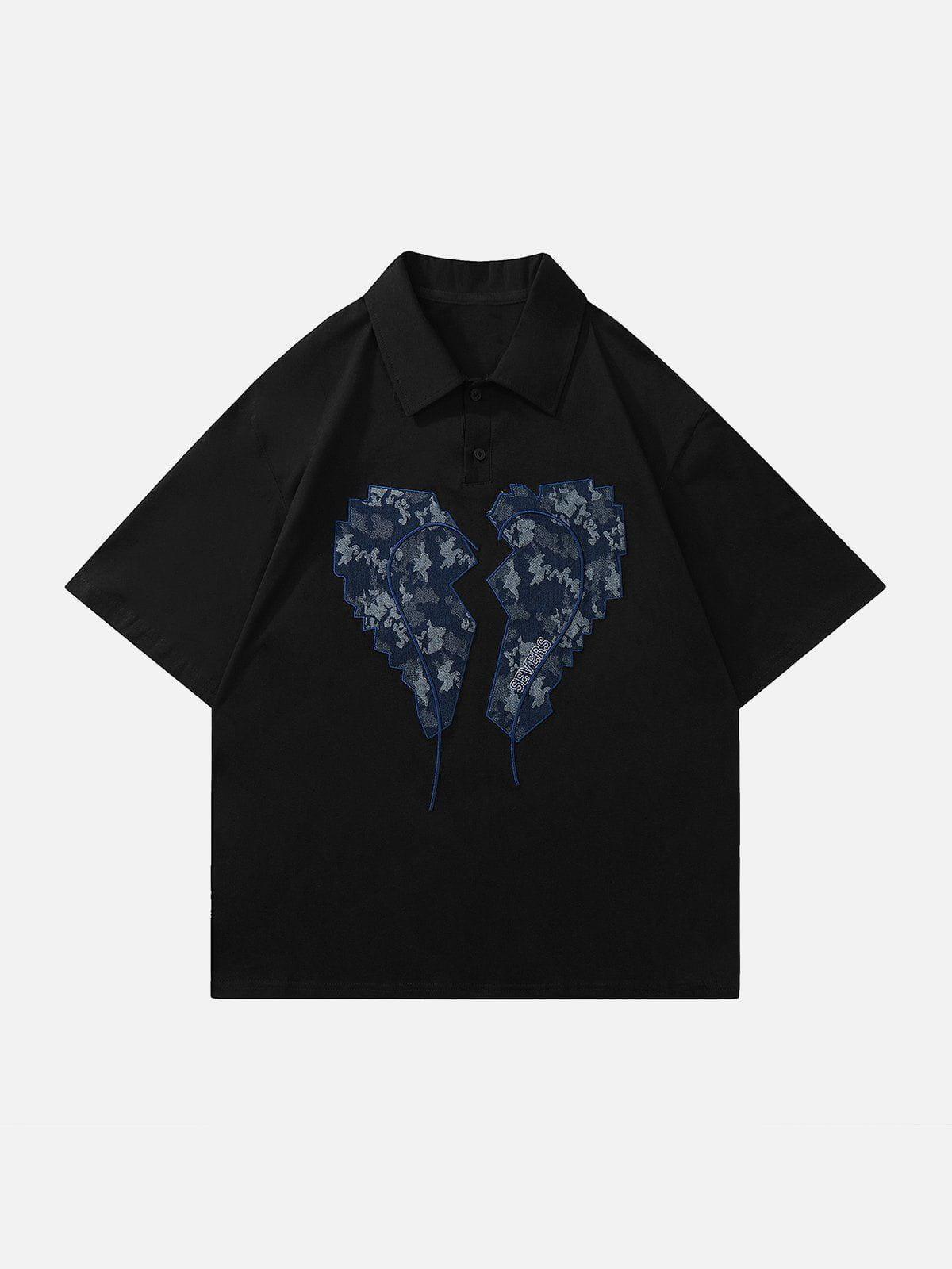 1984® - Embroidery Split Heart Short Sleeve Shirts - 1984brand