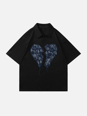 1984® - Embroidery Split Heart Short Sleeve Shirts - 1984brand