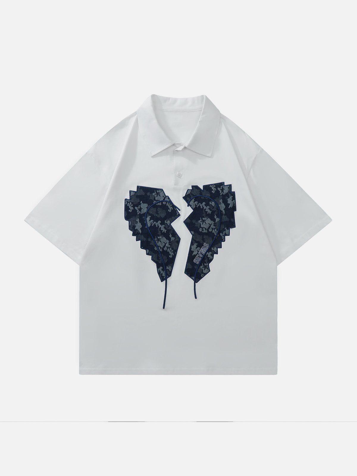 1984® - Embroidery Split Heart Short Sleeve Shirts - 1984brand