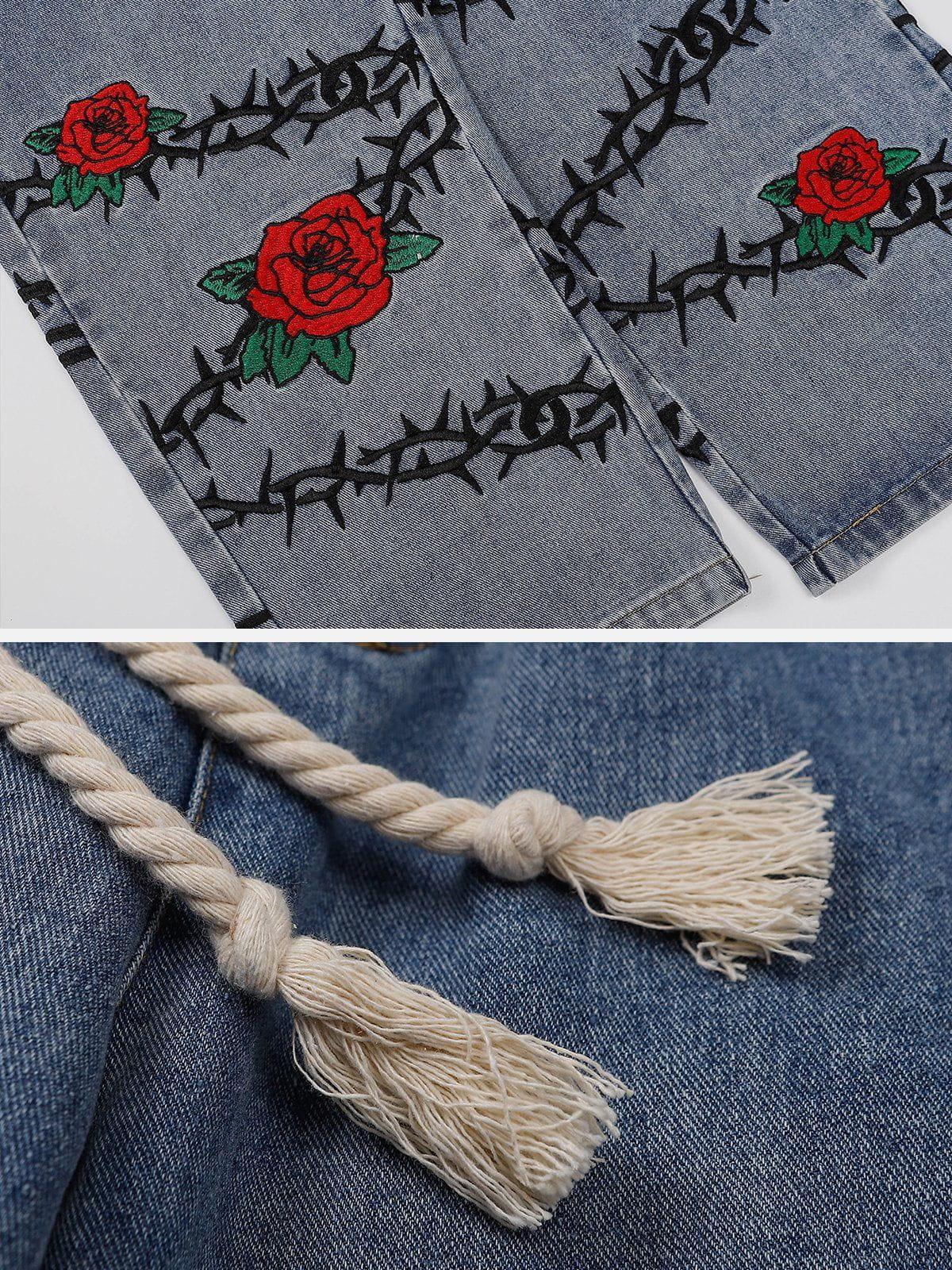 1984® - Embroidery Thorns Rose Jeans - 1984brand