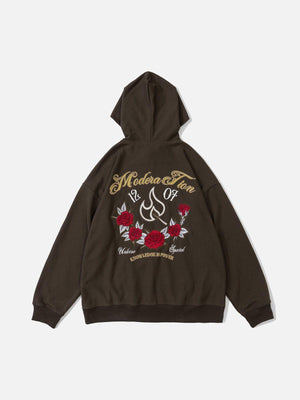 1984® - Flames and Roses Embroidered Hoodie - 1984brand