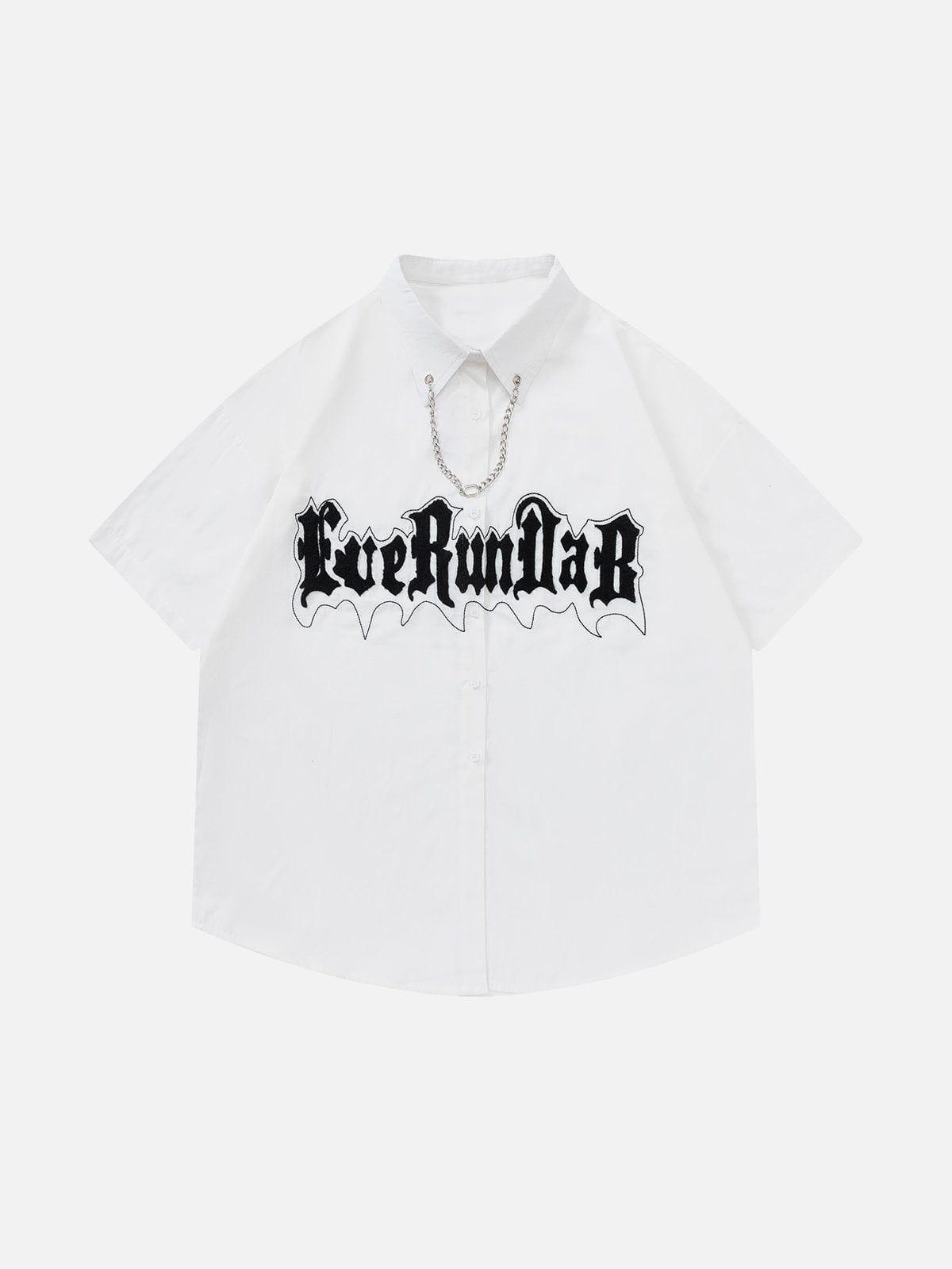 1984® - Flocked Letter Necklace Design Short Sleeve Shirts - 1984brand