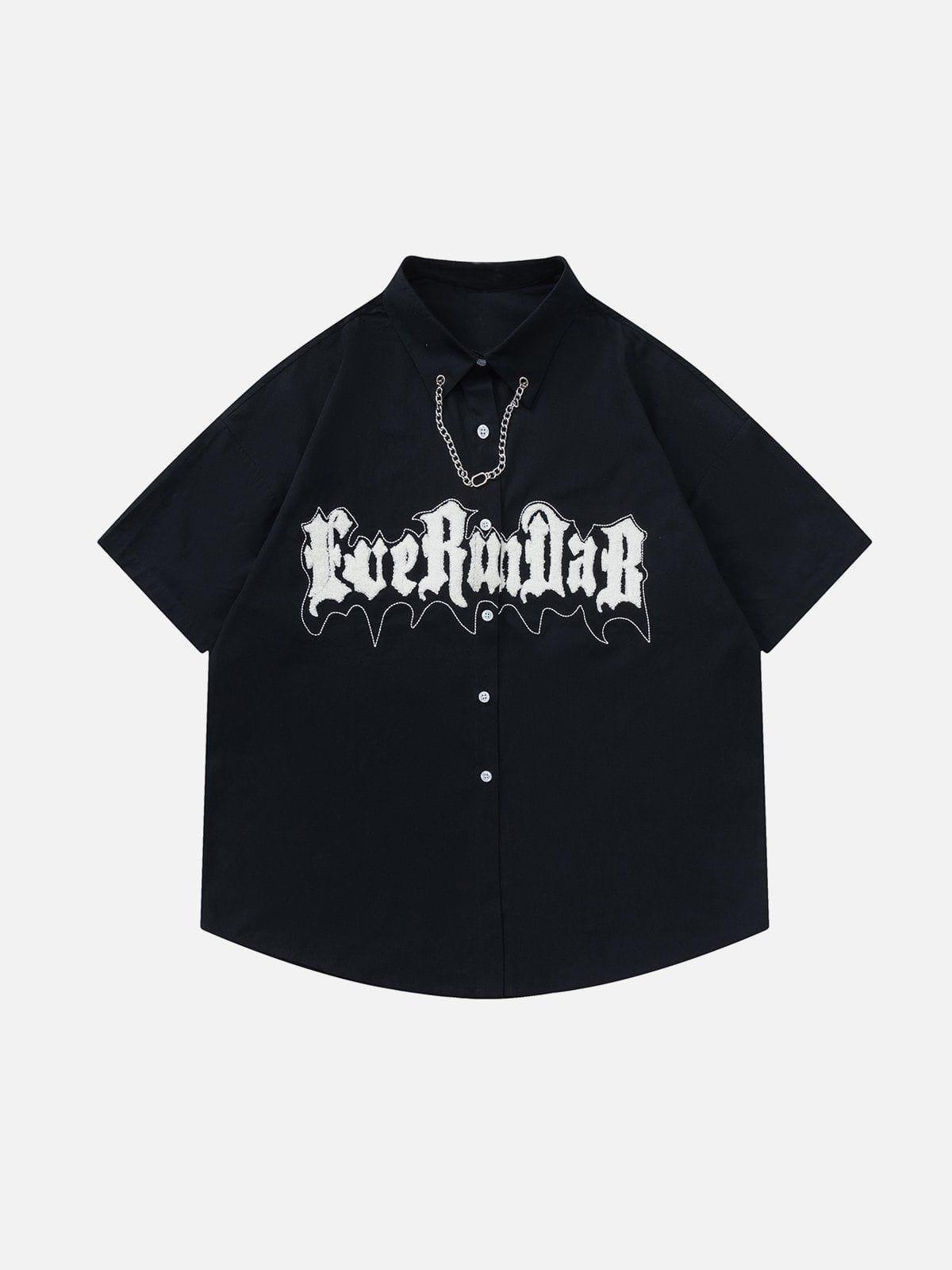 1984® - Flocked Letter Necklace Design Short Sleeve Shirts - 1984brand