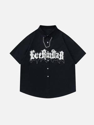 1984® - Flocked Letter Necklace Design Short Sleeve Shirts - 1984brand