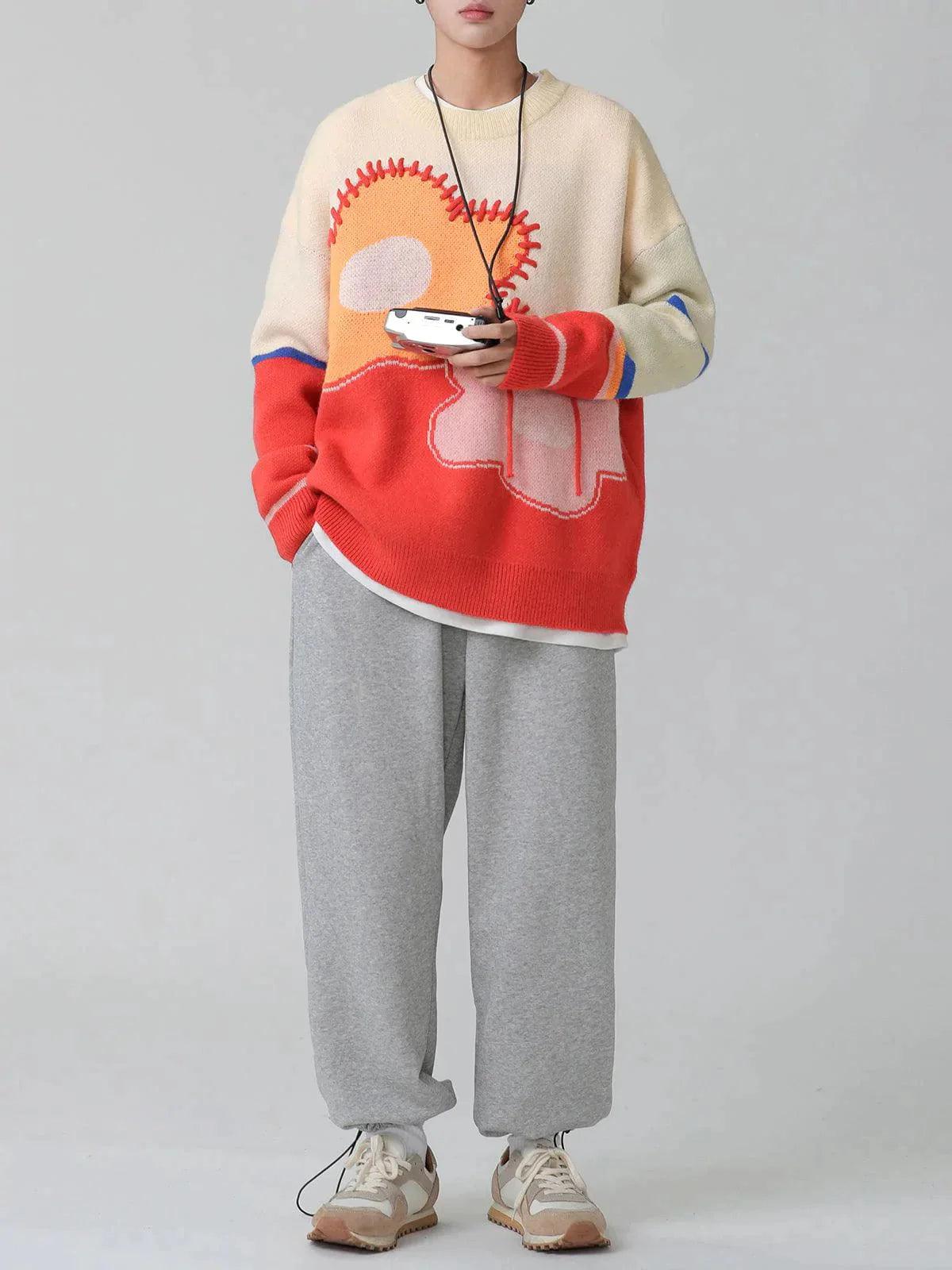 1984® - Flower Print Colorblock Sweater - 1984brand