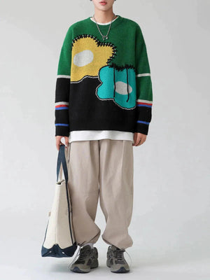 1984® - Flower Print Colorblock Sweater - 1984brand