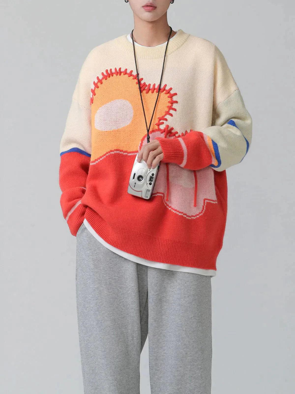 1984® - Flower Print Colorblock Sweater - 1984brand